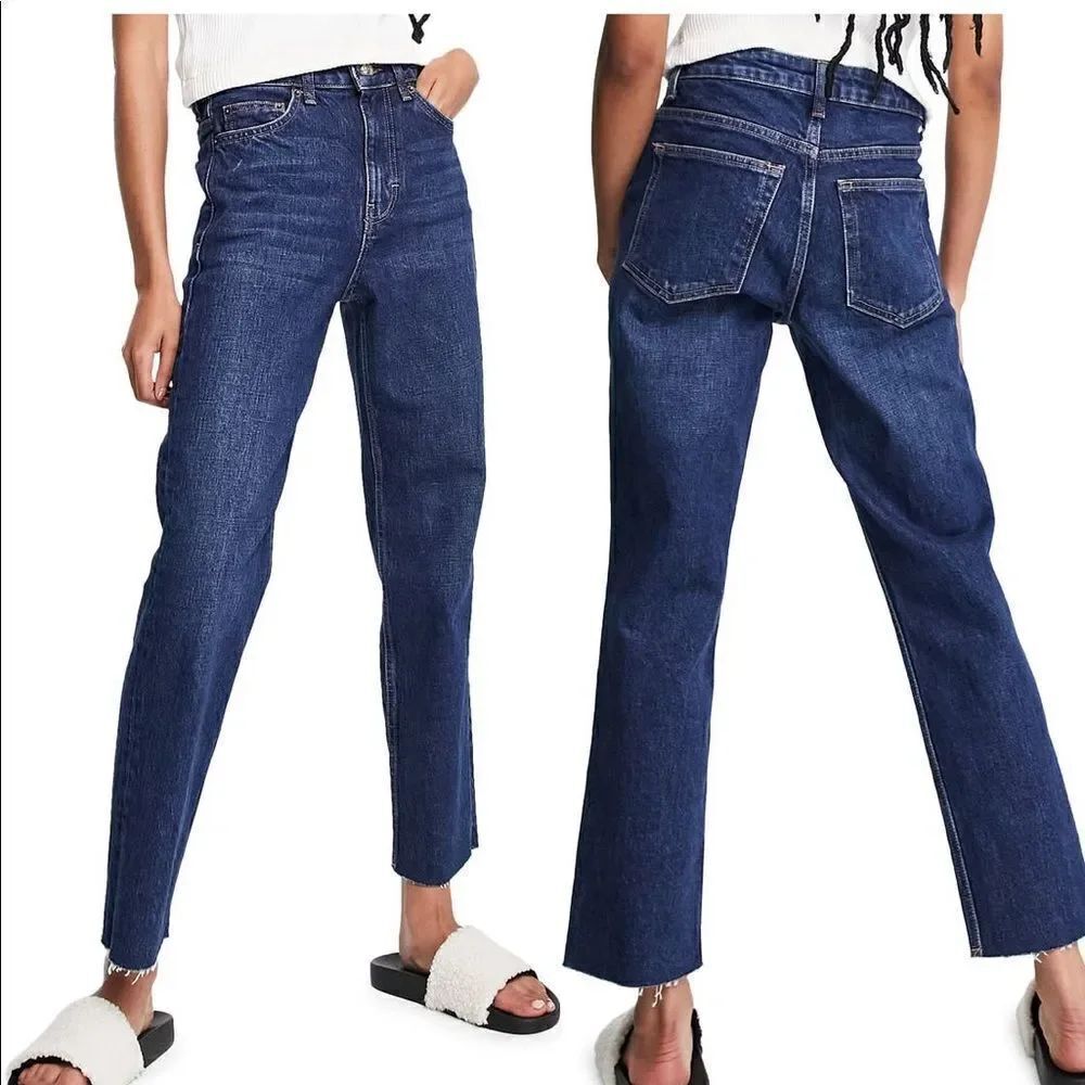 Topshop Straight Leg Raw Hem Jeans